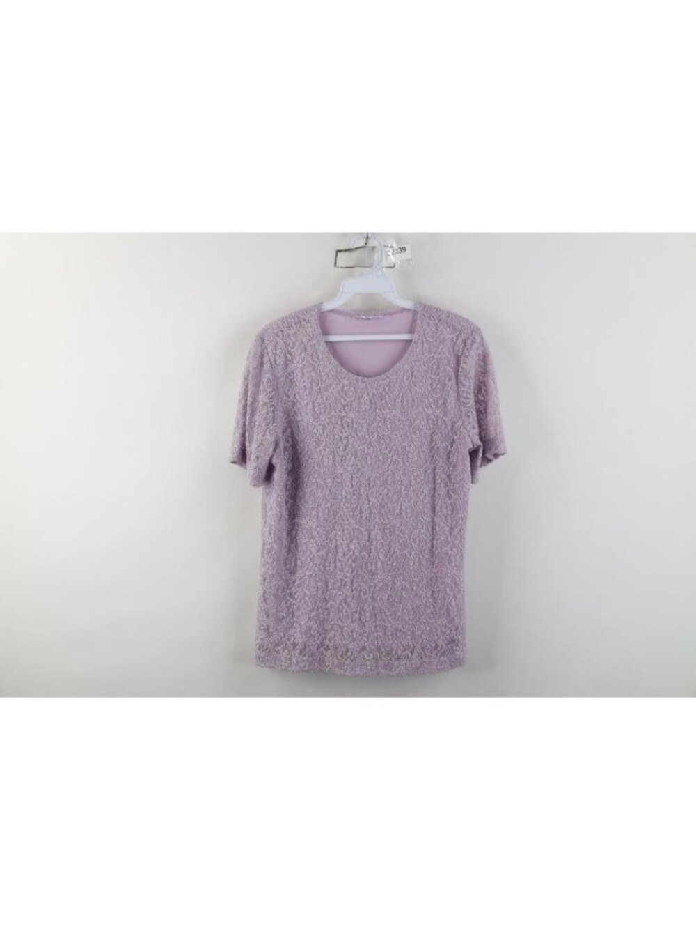 Vintage 90s Streetwear Womens Large Babydoll Metallic Flower Knit T-Shirt Lilac